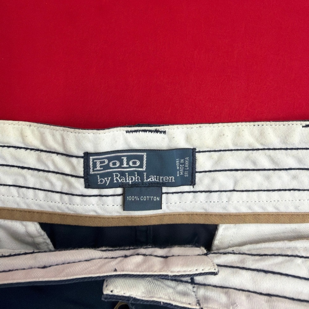Polo Ralph Lauren Mens Cargo Shorts Navy Blue Cotton Classic Polo Chino Size 35 - Picture 2 of 7